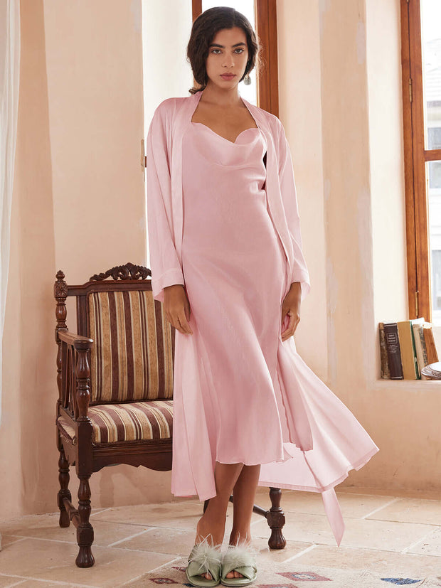 Ulivary Pink Robe Dress Set