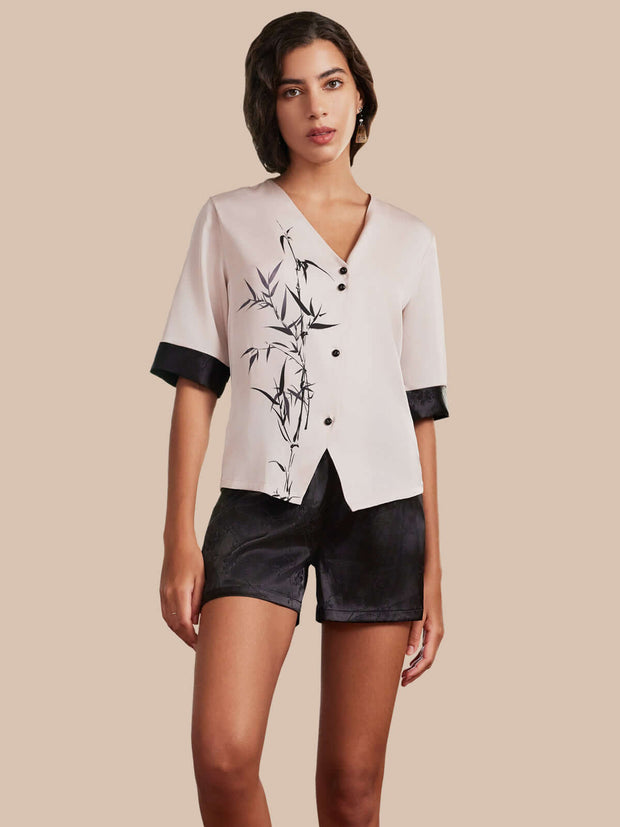 Ulivary Ink Bamboo Pajama Set Shorts 2 Pcs