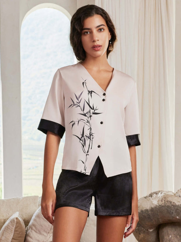 Ulivary Ink Bamboo Pajama Set Shorts 2 Pcs