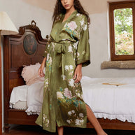 Ulivary Olive Charmeuse Floral Asian Inspired Sleep Mask