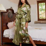 Ulivary Floral Olive Kimono Robe