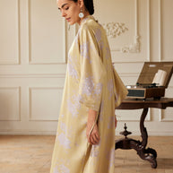 Ulivary Reversible Lavender & Gold Jacquard Kimono Robe