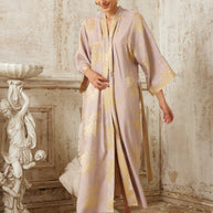Ulivary Reversible Lavender & Gold Jacquard Kimono Robe