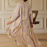 Ulivary Reversible Lavender & Gold Jacquard Kimono Robe