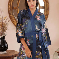 Ulivary Garden Crane Charmeuse Floral Asian Inspired Sleep Mask