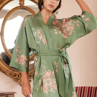 Ulivary Short Kimono Robe Olive