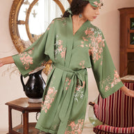 Ulivary Short Kimono Robe Olive