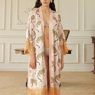 Ulivary Pink Leopard Tassel Kimono Robe