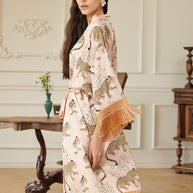 Ulivary Pink Leopard Tassel Kimono Robe
