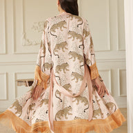 Ulivary Pink Leopard Tassel Kimono Robe