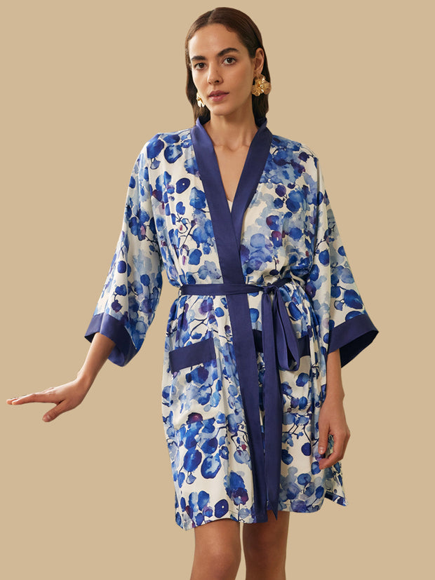 Ulivary Nordic Berry Short Kimono Robe With Pockets