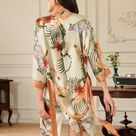 Ulivary Orange Leopard Short Kimono Robe