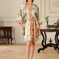Ulivary Orange Leopard Short Kimono Robe