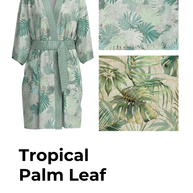 Ulivary Tropical Palm Leaf Short Robe with Pockets