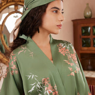 Ulivary Short Kimono Robe Olive