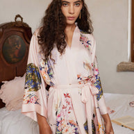 Ulivary Pink Crane Charmeuse Floral Square Scarf