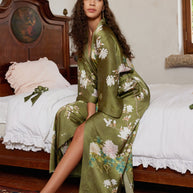 Ulivary Floral Olive Kimono Robe