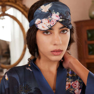 Ulivary Garden Crane Charmeuse Floral Asian Inspired Sleep Mask