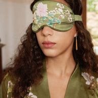 Ulivary Olive Charmeuse Floral Asian Inspired Sleep Mask