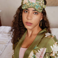 Ulivary Olive Charmeuse Floral Asian Inspired Sleep Mask