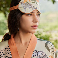 Ulivary Orange Leopard Charmeuse Asian Inspired Sleep Mask