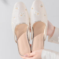 Ulivary Oriental-Floral Mesh Closed-Toe Slippers