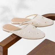Ulivary Oriental-Floral Mesh Closed-Toe Slippers