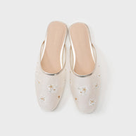 Ulivary Oriental-Floral Mesh Closed-Toe Slippers