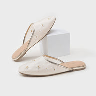 Ulivary Oriental-Floral Mesh Closed-Toe Slippers