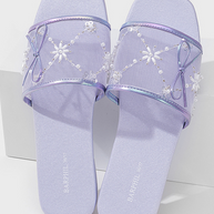 Ulivary Embroidered Satin Bow House Slippers (more colors)