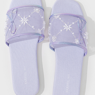 Ulivary Embroidered Satin Bow House Slippers (more colors)