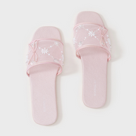 Ulivary Embroidered Satin Bow House Slippers (more colors)