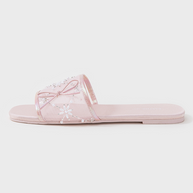 Ulivary Embroidered Satin Bow House Slippers (more colors)