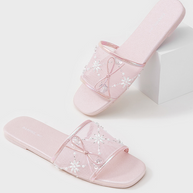 Ulivary Embroidered Satin Bow House Slippers (more colors)