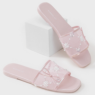 Ulivary Embroidered Satin Bow House Slippers (more colors)
