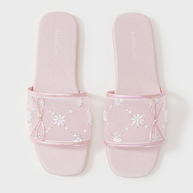 Ulivary Embroidered Satin Bow House Slippers (more colors)