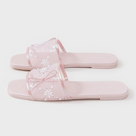 Ulivary Embroidered Satin Bow House Slippers (more colors)