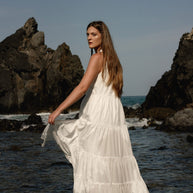Reistor Sleeveless embroidered tiered maxi dress