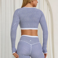Astoria LUXE BALANCE Staple Sleeved Crop - Blue Lattice