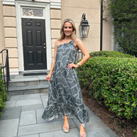 Reistor One Shoulder Maxi Dress in Abstract Stripes