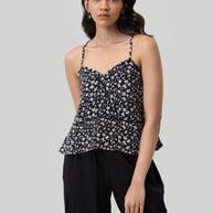 Reistor V-neck Lace Camisole in Black Florals