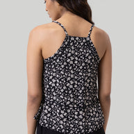 Reistor V-neck Lace Camisole in Black Florals