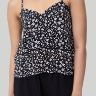 Reistor V-neck Lace Camisole in Black Florals