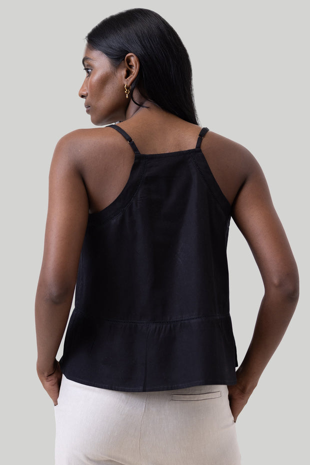 V-neck Lace Camisole In Black