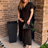 Reistor V-neck Gathered Maxi Dress in Black