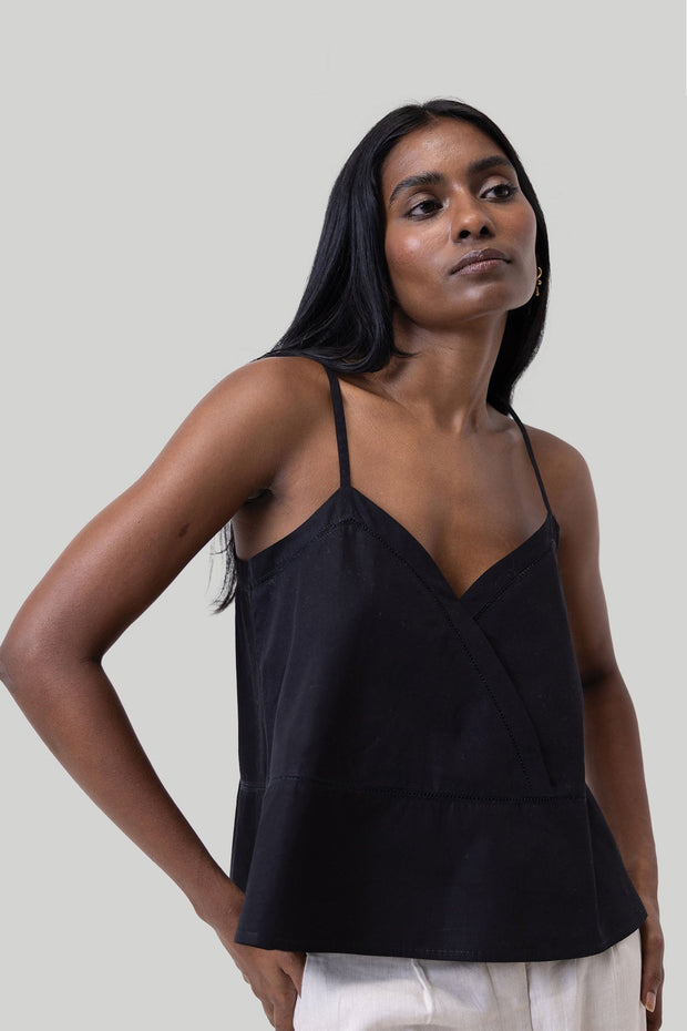 V-neck Lace Camisole In Black
