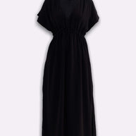 Reistor V-neck Gathered Maxi Dress in Black