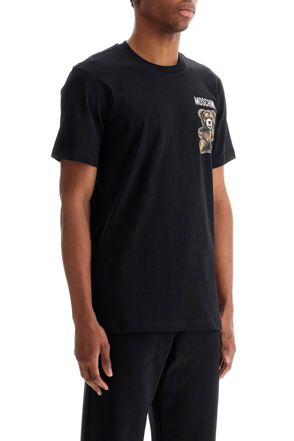 Moschino Black Cotton T-Shirt With Bear Print