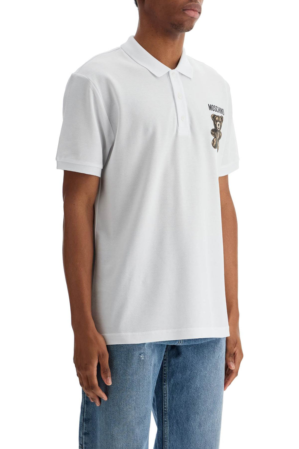 Moschino White Cotton Polo Shirt With Embroidered Logo