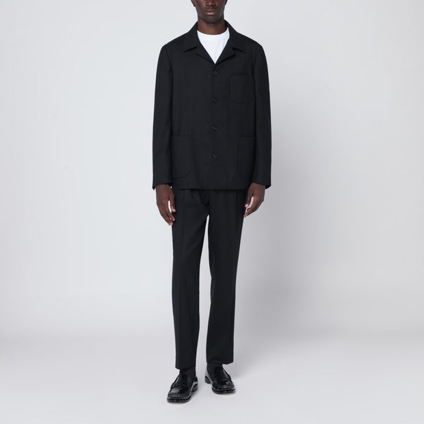 Santaniello Black Single-breasted Suit In Wool Blend